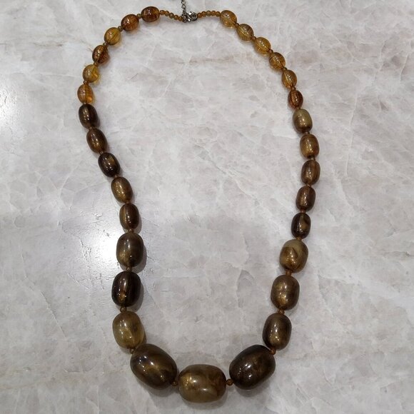 Vintage Necklace * Beaded balls brown * Mid century jewelry - Picture 1 of 5
